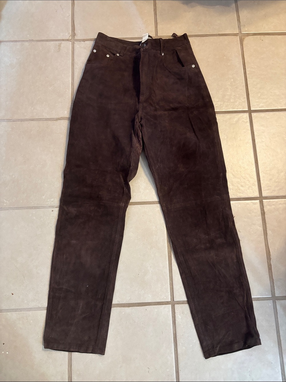 Vintage 90s St. Johns Bay chocolate Brown Washable‎ Suede boho Leather Pants, 12